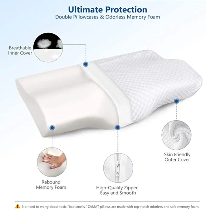 Memory Foam Orthopedic Ergonomic Contour Cervical Sleep Bedding Neck ...