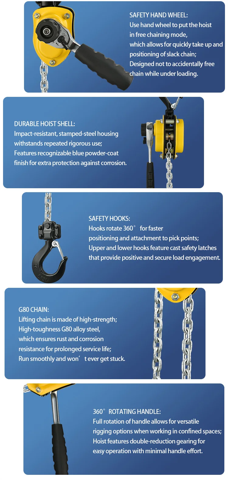 Chain Block Hook Safety Latch Pulley Blocks Handle Manual 250 Kg Chain ...