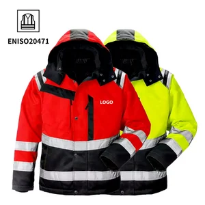 Hi Vis Mechanical Fleece Work Heavy Engineer Construction Cotton Padded Winter Custom Workwear Safety Reflective Men Work Jacket