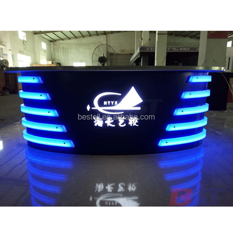Blue LED TV Station Radio News Desks Broadcast Table