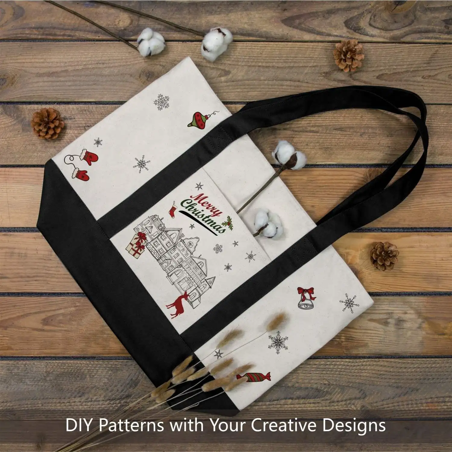 Heat Transfer Canvas Boat Beach Bag the Cotton Embroidered Shopping Tote Bag With Long Handle manufacture