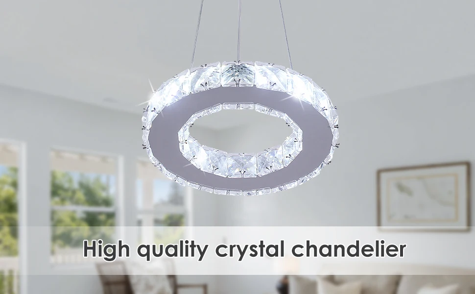 Modern Crystal Chandeliers LED Pendant Lighting Round Ring Flush Mount ...