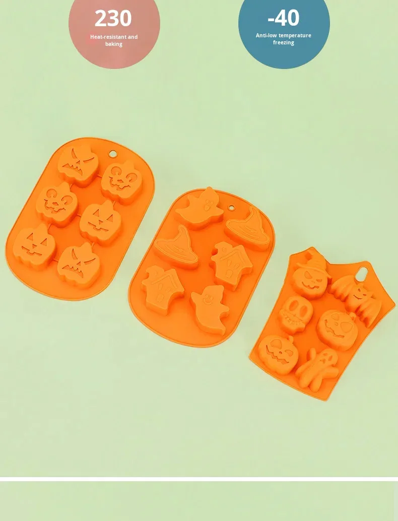 Halloween Pumpkin Silicone Mould Halloween Chocolate Candy Mold for Making Cake Jelly Cookies-Cake Tools factory