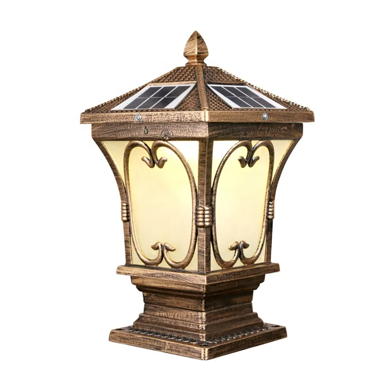 Черный алюминиевый корпус 4 Вт ограждение столб освещение ворота домашняя Водонепроницаемая Солнечная