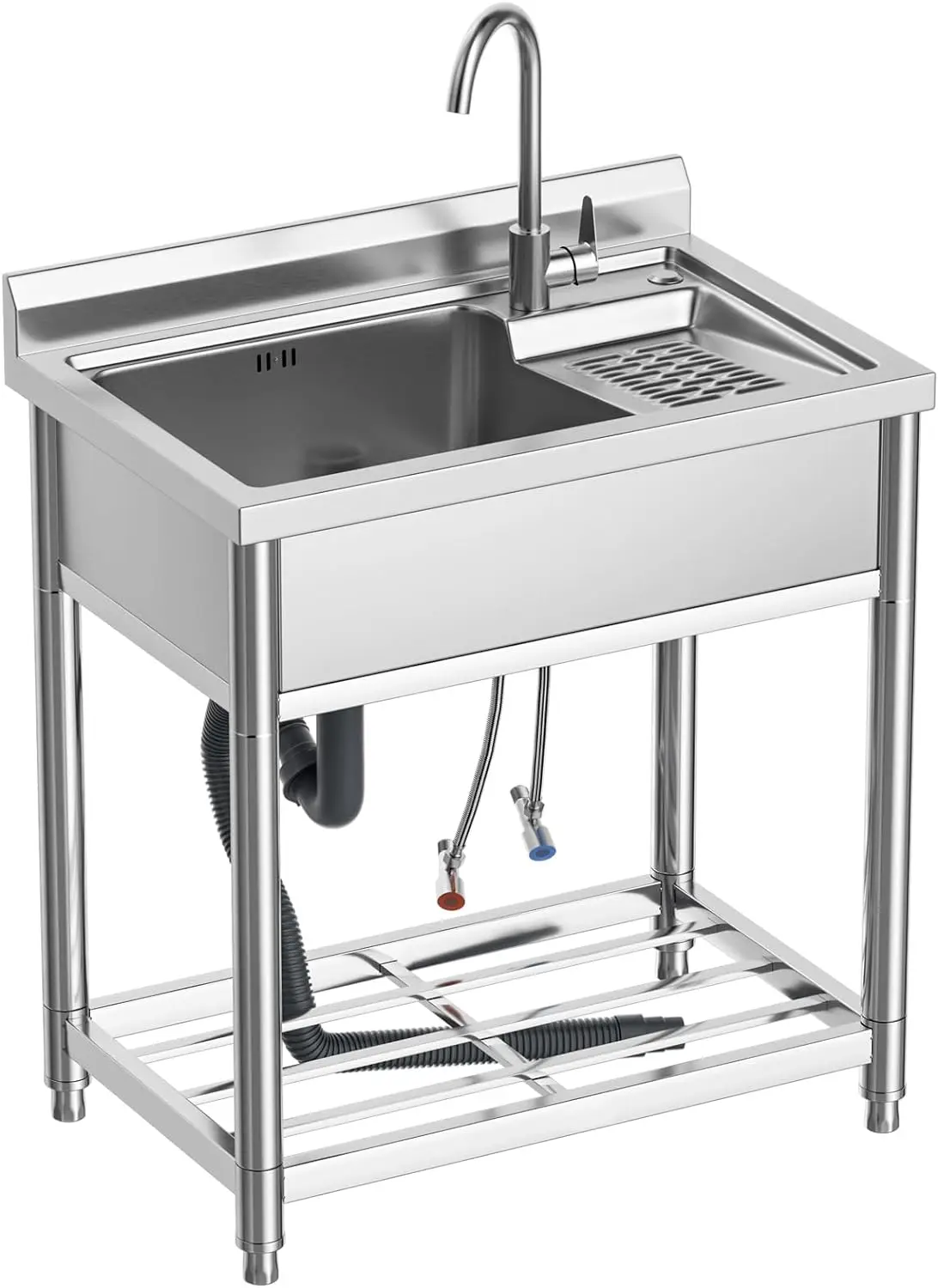 Stainless Steel Utility Sink Free Standing Laundry Sink With Washboard ...