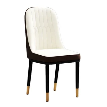 Modern High Back Dining Room Chairs with PU Leather Cushion Seats Single Metal Frame for Restaurant Lounge Furniture
