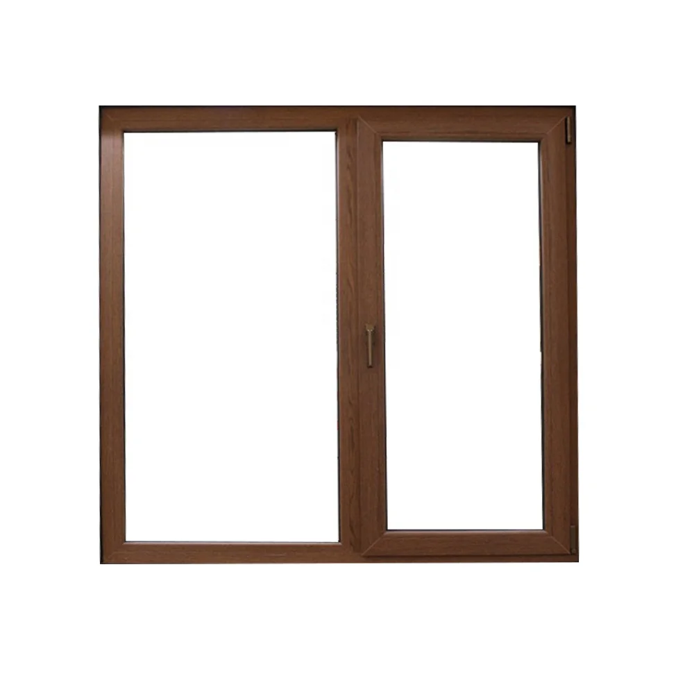 Custom Wood grain UPVC profile window triple glazed  PVC casement windows arch fixed window details