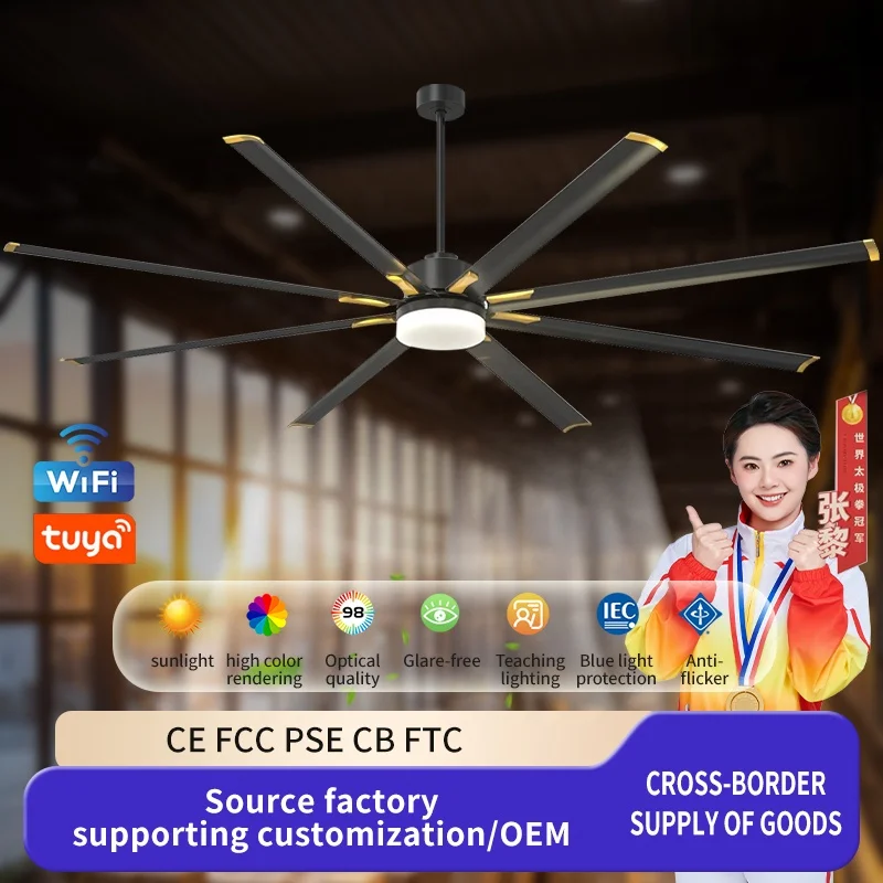 Popular Energy Saving 72 Inch Electric Ceiling Fan with LED Light Remote Control Outdoor Use Low Noise & Strong Wind