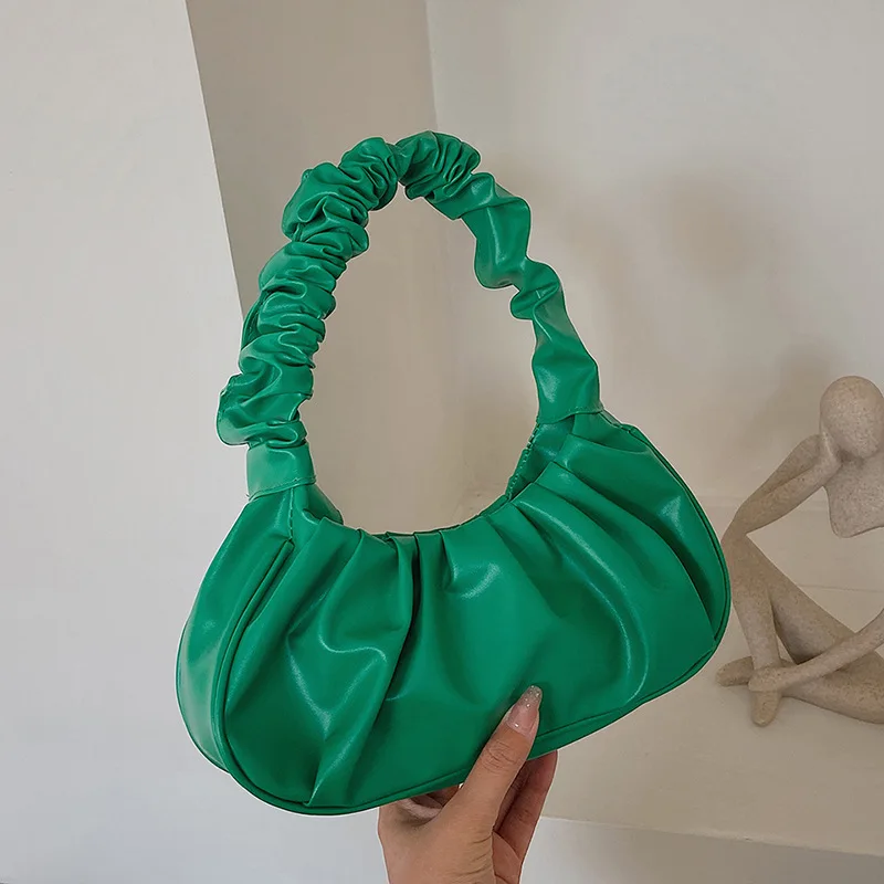 Women Small Tote Bag Quilted Cloud Bag2023 New Women's Totes Bag Cloud Bag  Pleated Underarm Bag Girl Shoulder Crossbody Bags(Green)