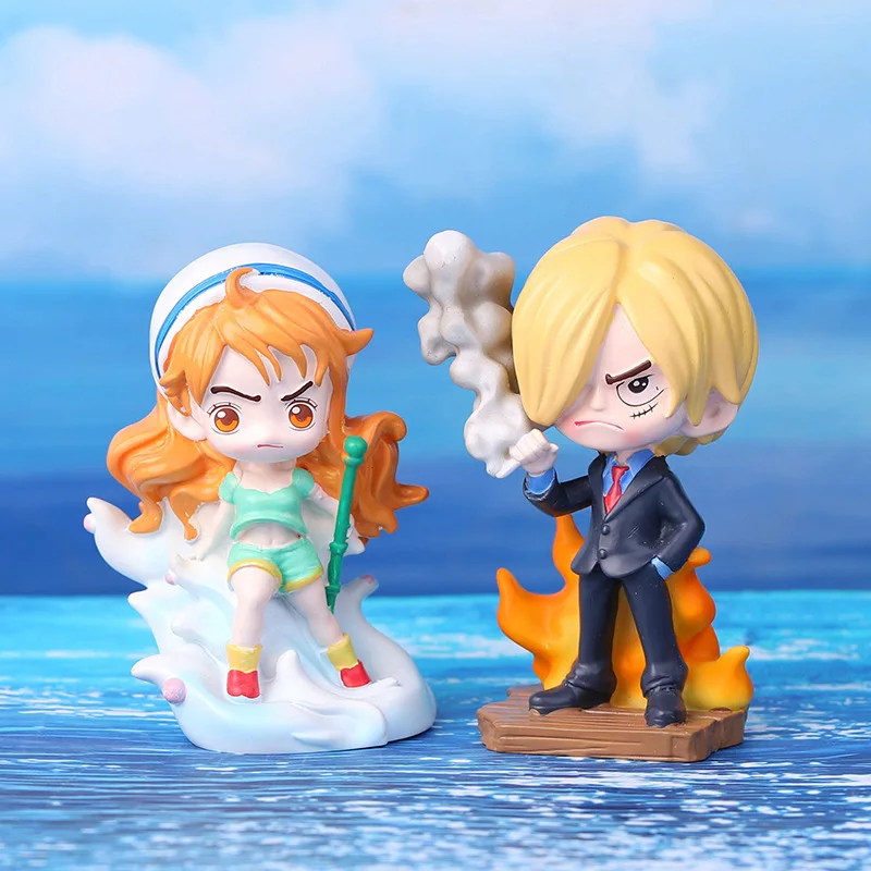 6PCS Mystery PVC Anime Figurine Blind Boxes 3D Resin 1Piece Luffy Zoro Nami Figures Surprise Collectible Doll Toy Anime Figure