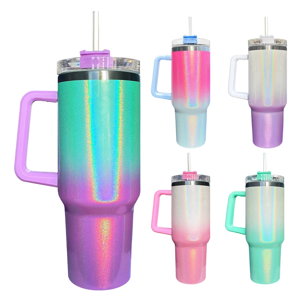 40oz Ombre Gradient Shimmer Holographic Glitter Blank Sublimation Mugs