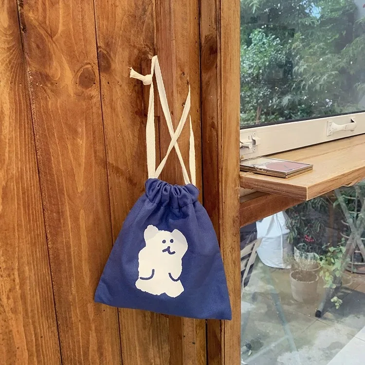 Discount offer  Promotional Custom Logo Drawstring Bag With Custom Logo Organic Cotton Canvas For Gym Bag With Zipper Pocket