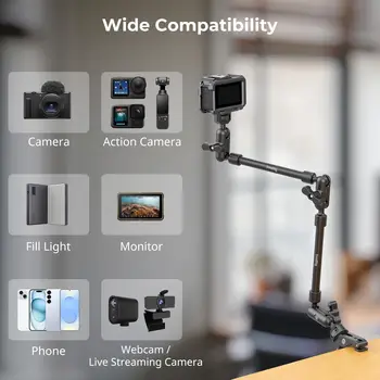 For SMALLRIG 22" Magic Arm Clamp Overhead Phone Mount Flexible Desk Camera Mount Articulating Friction Boom Arm detail image
