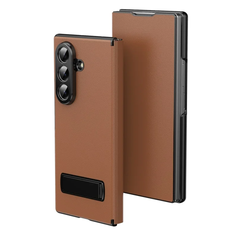 Luxury PU Leather Cell Phone Case for Samsung Z Fold 3 4 5 6 With Metal Bracket Hard PC Shockproof Protective Back Cover