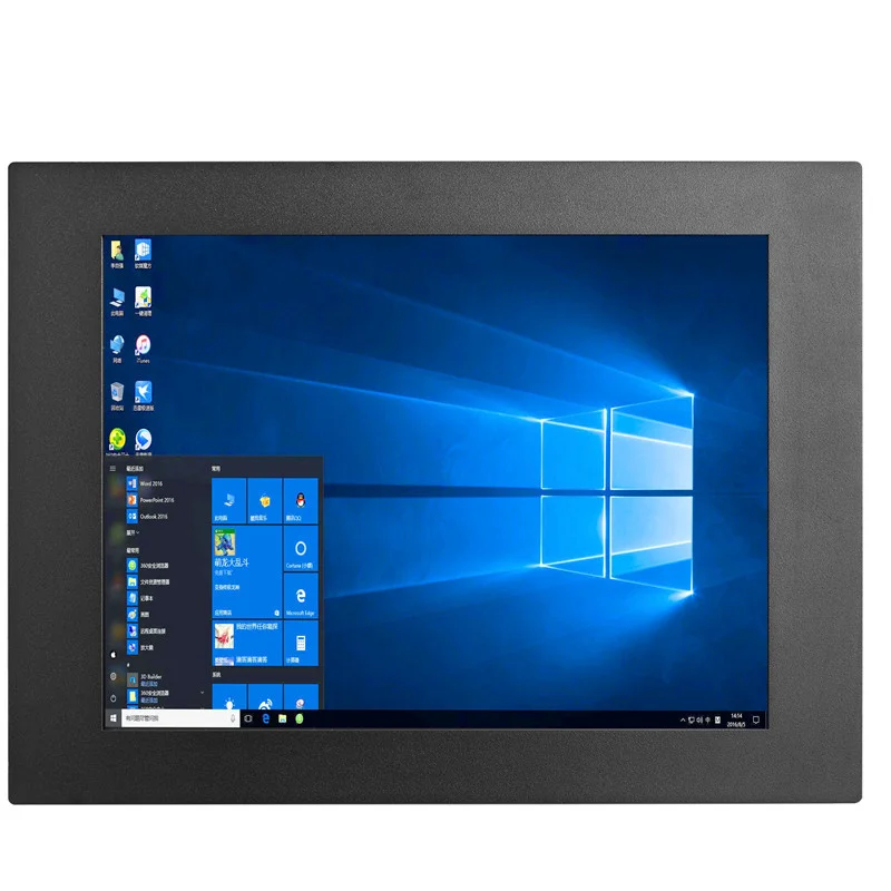 Zhixianda 8 Inch Metal Case Wall Mount Industrial Embedded Monitor Wide Screen Display Capacitive Touch Function