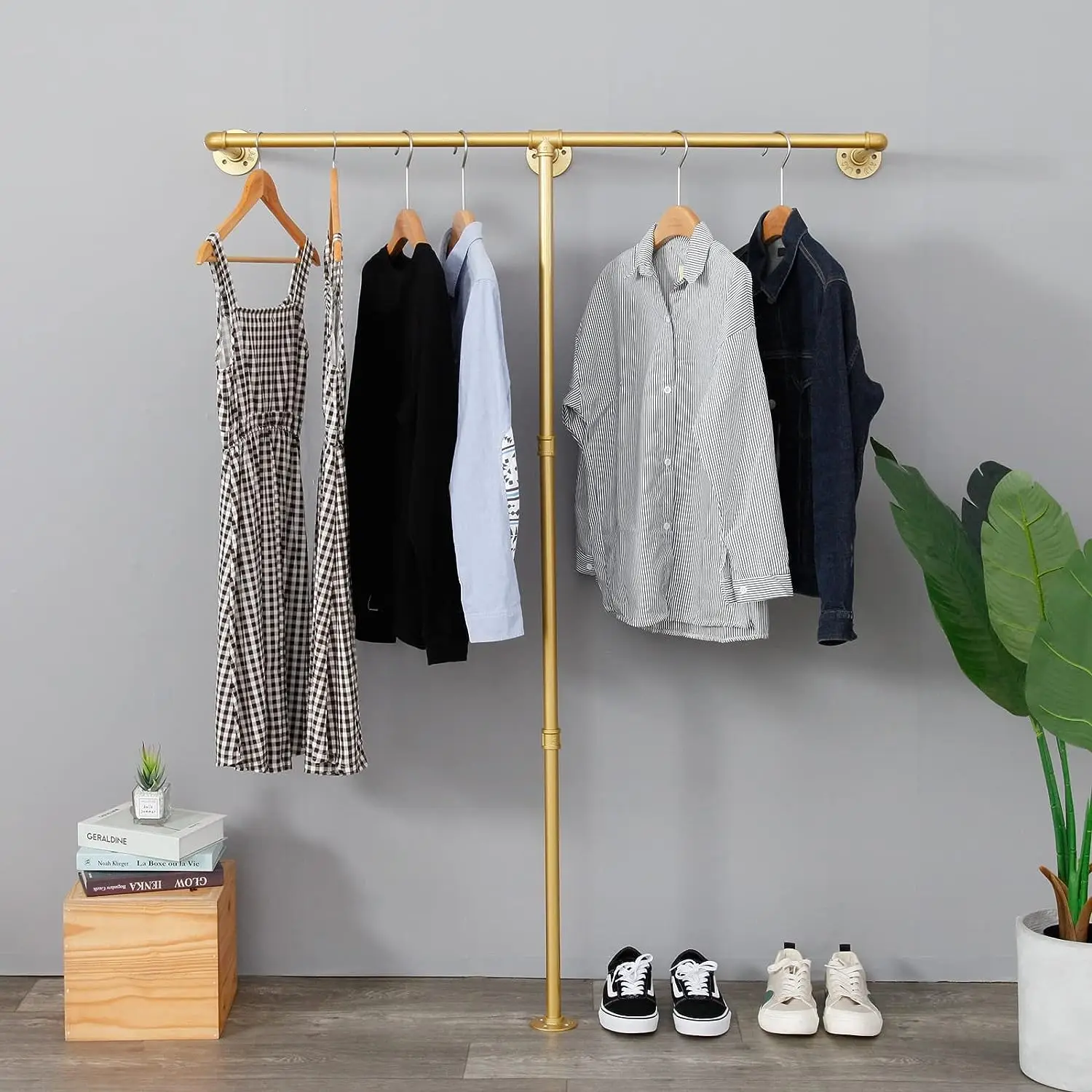 Gold Clothing Industrial Clothing Rod Gold Pipe Clothing Rack For