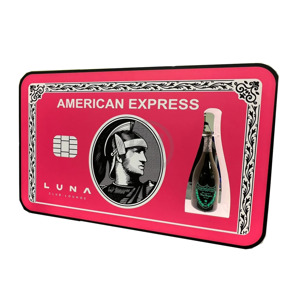 Pink American Express Baller Amex Bill Board Champagne Bottle Presenter  Carrier Wine Glorifier Display For Club Bar Lounge - Buy Amex Bottle  Presenter,Champagne Bottle Presenter,Display Stands For Bottles Product on  