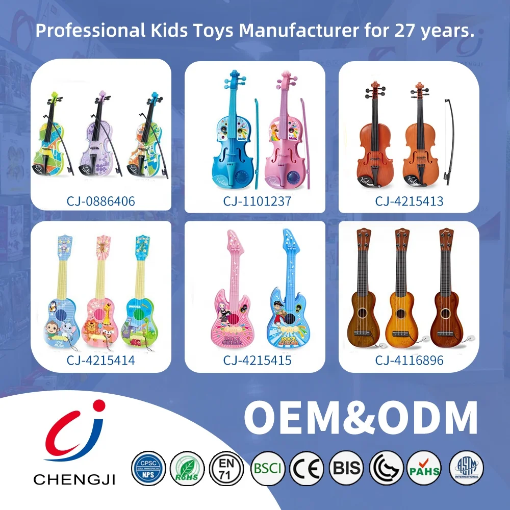 Chengji Violin Toy Kids Educational Musical Instrument Adjustable Peg Timbre Realistic Wood Grain Classic Toy Violin