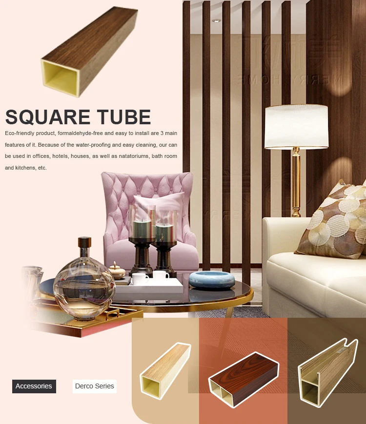 product melinco easy install outdoor indoor wpc square tube 50mm ceiling tile wholesale pvc ceiling panels for sale-1