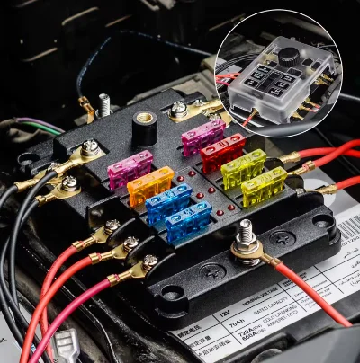 6 Way Fuse Block Negative Terminal Block With LED Indicator For 12V/24V Automotive Fuse Holder 6 Circuits Fuse Box