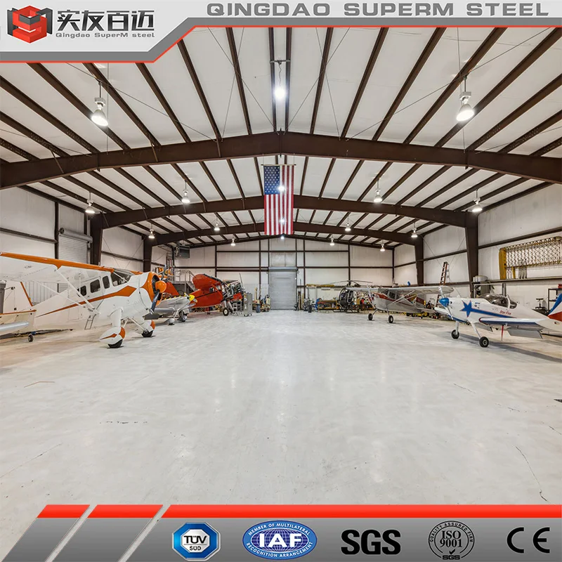 Qingdao SuperM Prefabricated Steel Structure Hangar Building With Insulation Sandwich Panel