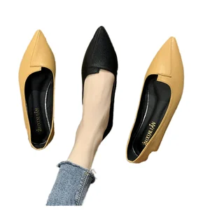 Latest Fashion Trend Popular Woman's Casual Flat Shoes Spring Summer Soft Leather Pumps Loafers with Pointed Toe EVA Insole