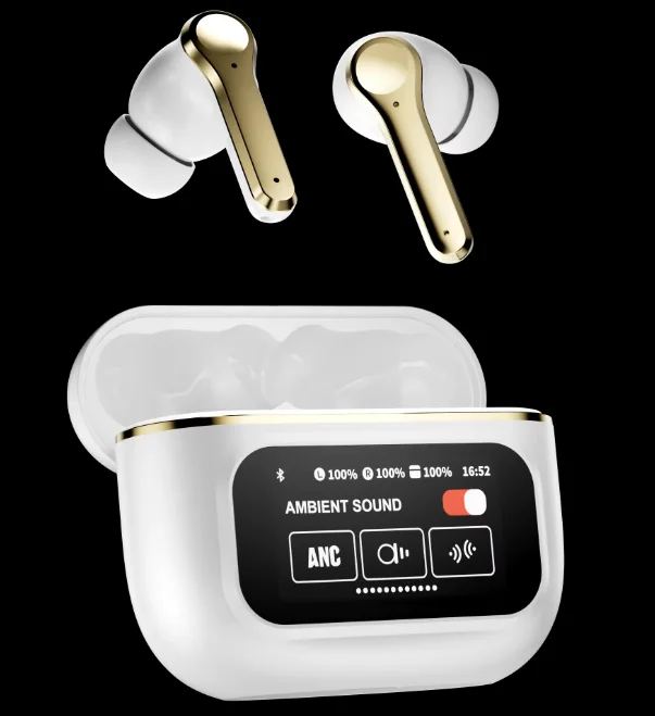 2024 New Design Touch Screen Yx30 V8 Tws Earphones Anc Big Battery True Wireless Earphones Gaming Running Headphones