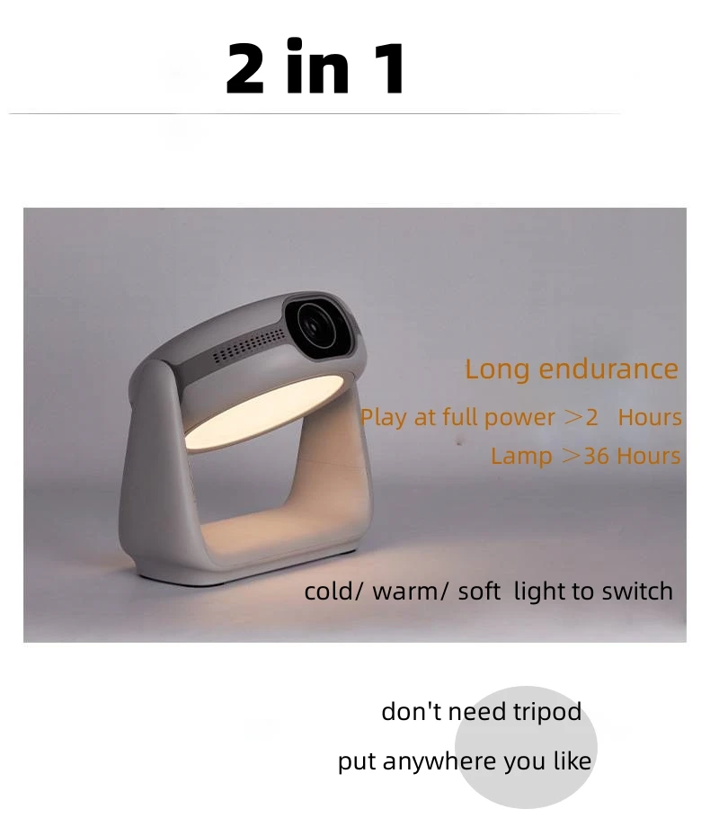 Anxin K1 Pan Tilt Lamp Projector - Portable 4K Beamer