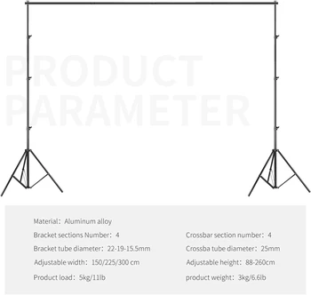 Neewer Background Stand Support System 2.6M X 3M/8.5ft X 10ft Kit with Carrying Case for Muslins Backdrops,Paper and Canvas detail image