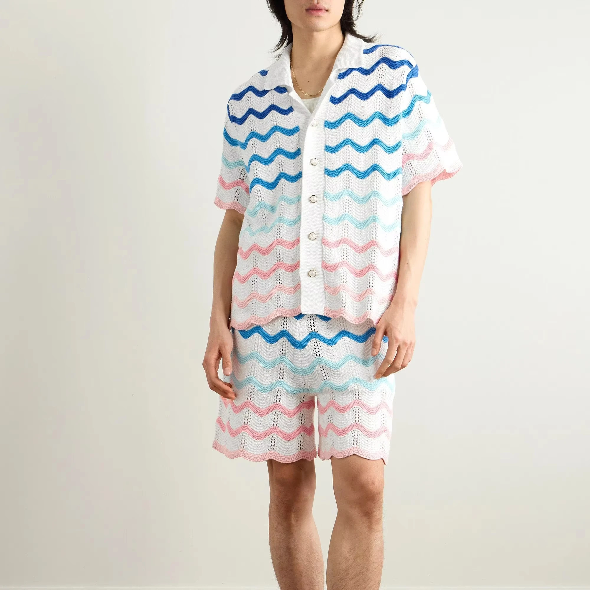 Custom Design logo Hollow Out Button up Cardigan Summer Beach