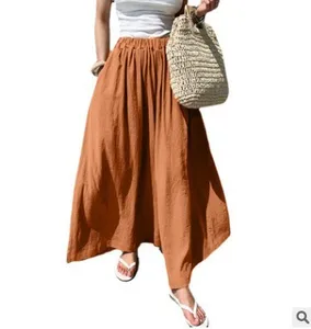Boutique Wholesale 2026 Casual New Fashion Summer Breathable Linen Wide-leg Pants High-waist Linen Women's Pants