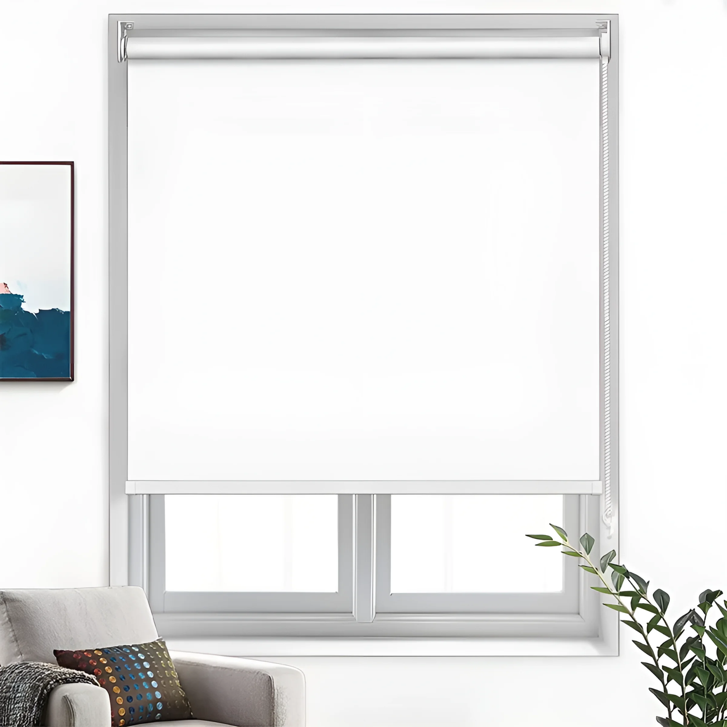 Custom Size Built-in Installation Simple Design Chain System Roller Shades with Light Filtering Privacy for Home Office