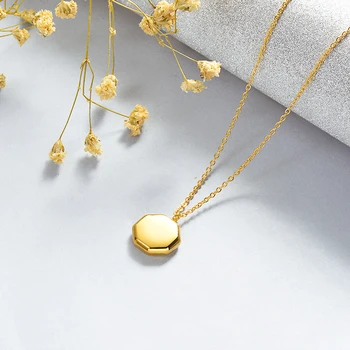 Minimalist style New Metal BAOYAN Fashion Wholesale 18k Gold Plated Lock Moon Pendant Necklace 316 stainless steel jewelry