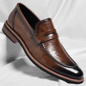 Genuine Leather Men's Dress Shoes Oxford and Loafers With Square Toe Wedding Style