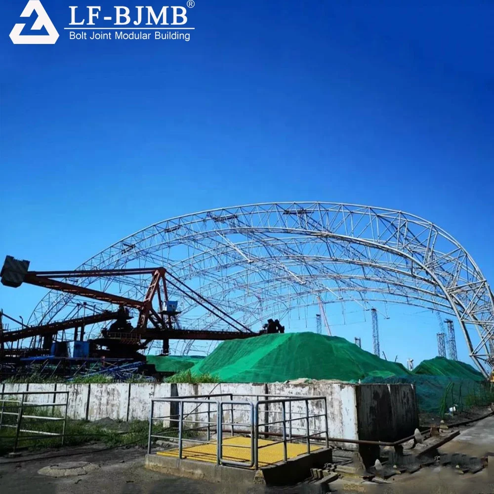 LF Arch Steel  Roof Structure Dry Shell Bunker Building Space Frame Truss Coal Storage Shed Manufacturer for Power Plant