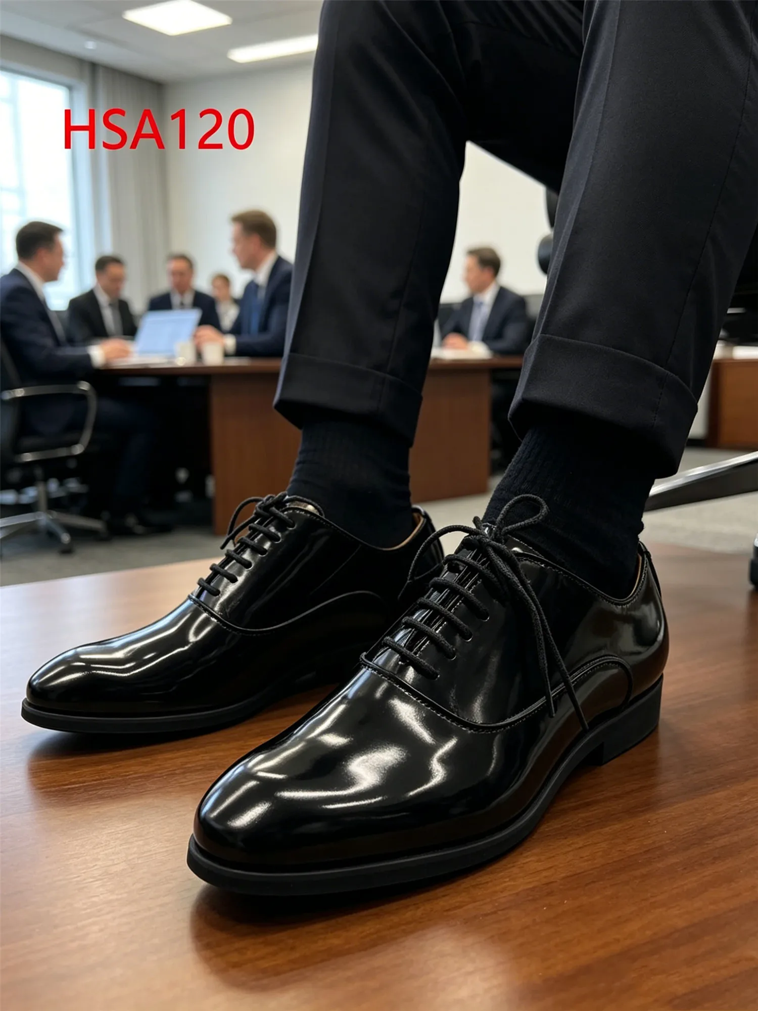 ZYF,Formal Ceremony Lace up Style Point Toe Men Dress Shoes Executive Role Quick Wipe Anti Crease Black Office Shoes HSA120