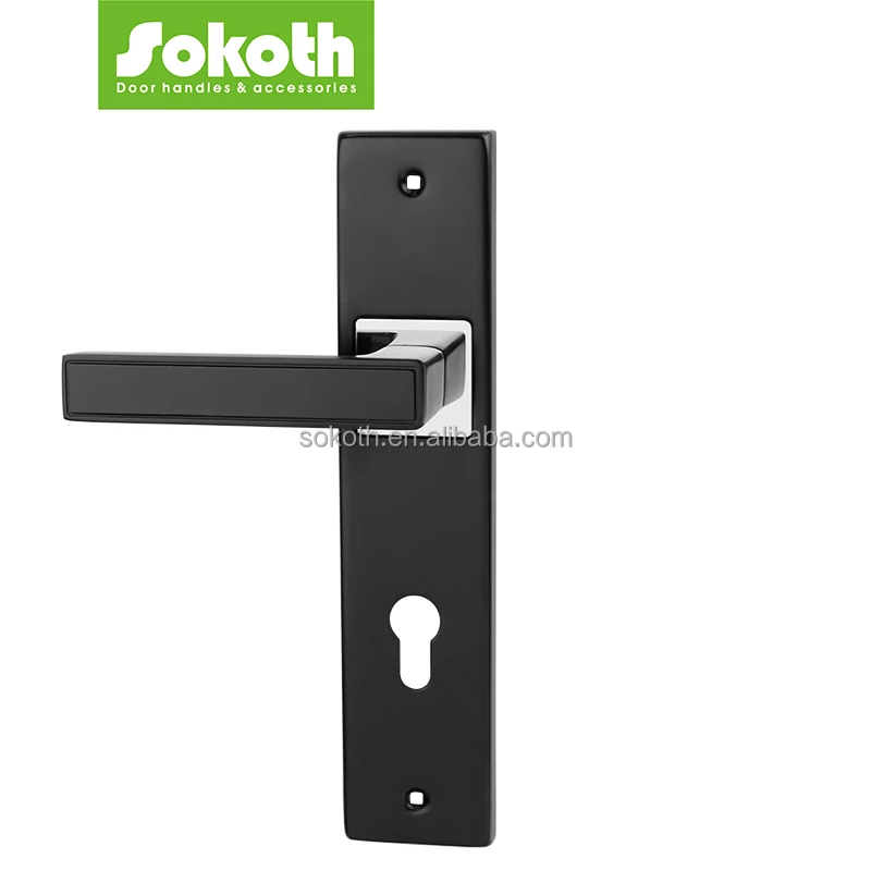 Indonesia 85mm Black Iron Plate Aluminum Door Handles For Interior