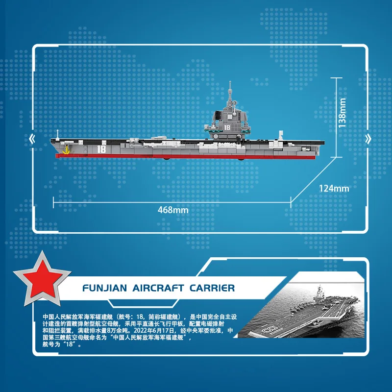 CAYI 003 Fujian Aircraft Carrier Moc Modern Military Submarine Aircraft Carrier DIY Assembly Bricks Building Blocks Sets Toys