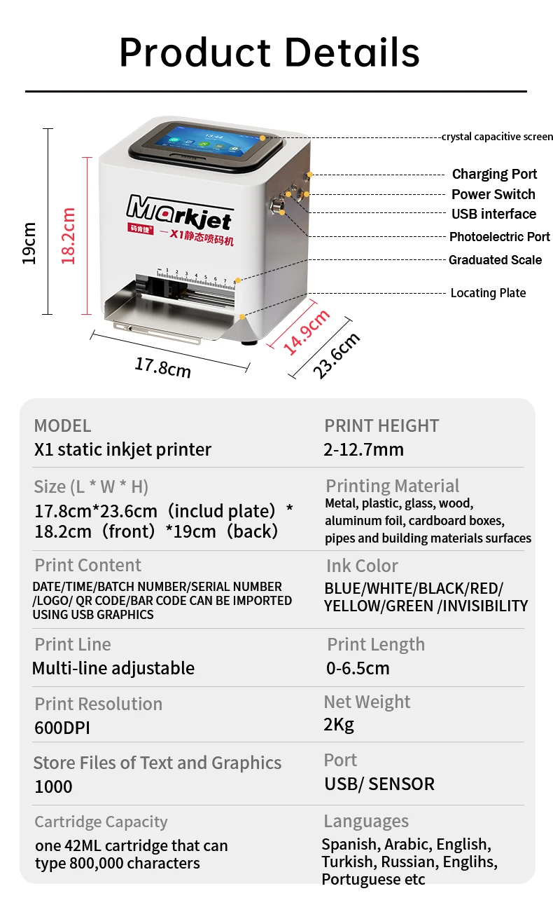 Willita Static Desktop Expiry Date Machine Inkjet Batch Code Printer ...