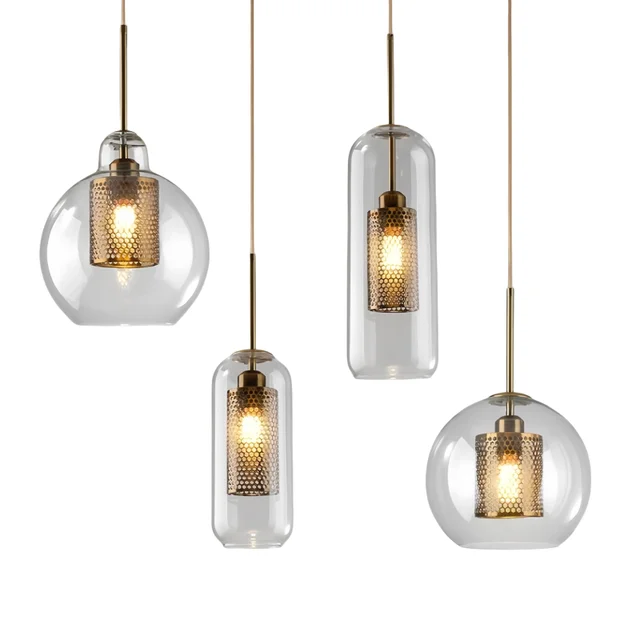 Simple Modern Dinning Glass Hanging Lamp Industrial Retro Glass Led Light Restaurant Bar Shop Decor Pendant Lighting Fixture