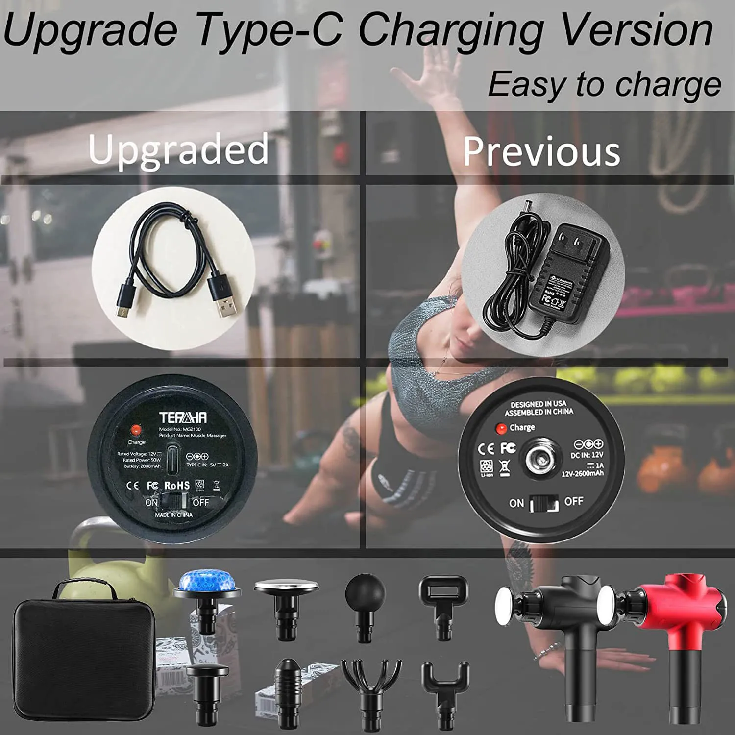 Pistola de masaje de percusión de tejido profundo, masajeador