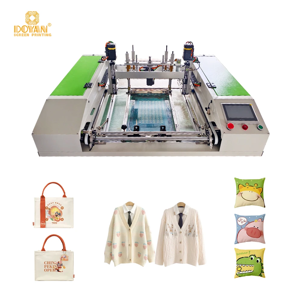 Good Quality Flat Automatic Line Table Screen Printing Machine With Moving Dryer for Long Table Printing