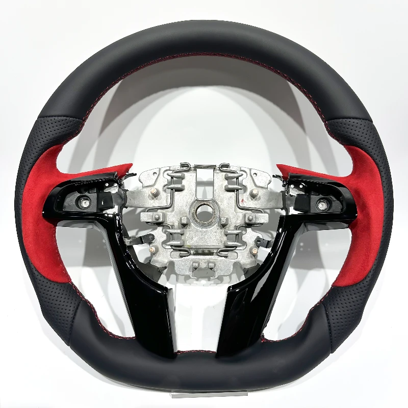 Carbon Fiber & Leather Steering Wheel for Pontiac G8 / Holden Commodore VE-VF / Chevrolet SS – Red Accents, Flat Bottom