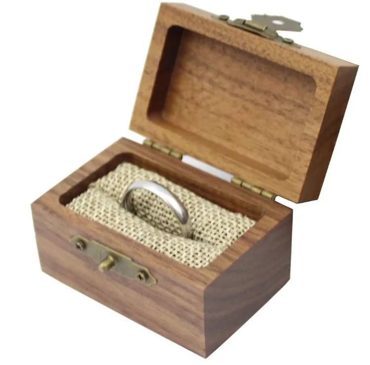 Оптовая продажа на заказ в стиле кантри грецкого ореха обручальное кольцо из дерева шкатулка деревянная коробка для кольца/Подарочная коробка для хранения