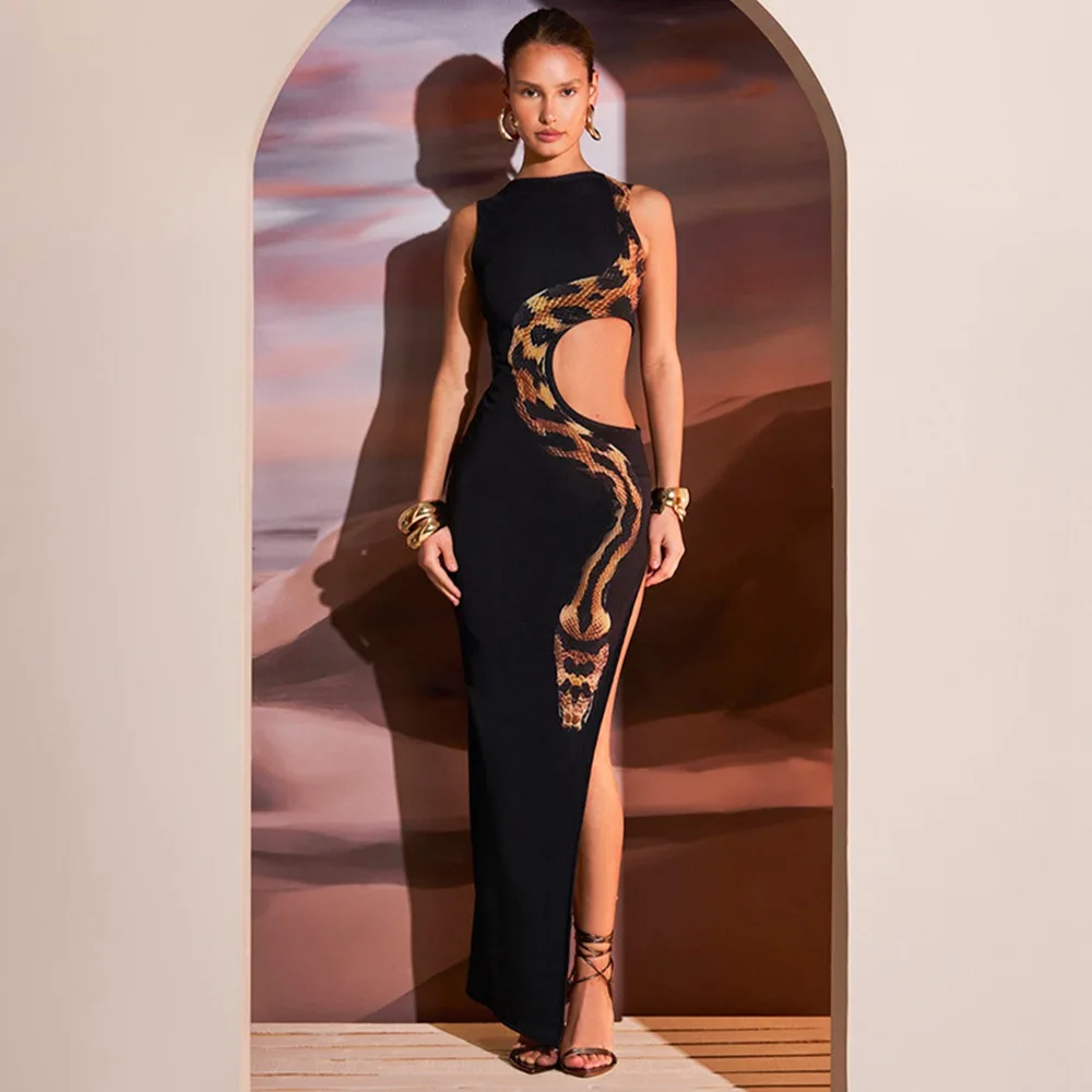 sachin and babi light blue dress Caicos Cut-Out Halterneck Maxi Dress in Black main image 1