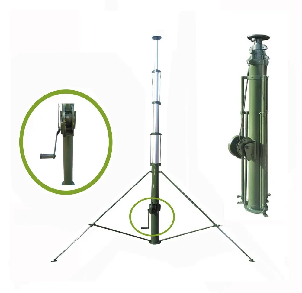 Заводская розетка полевая телескопическая мачта для транспортного средства 20 м ручная лебедка
