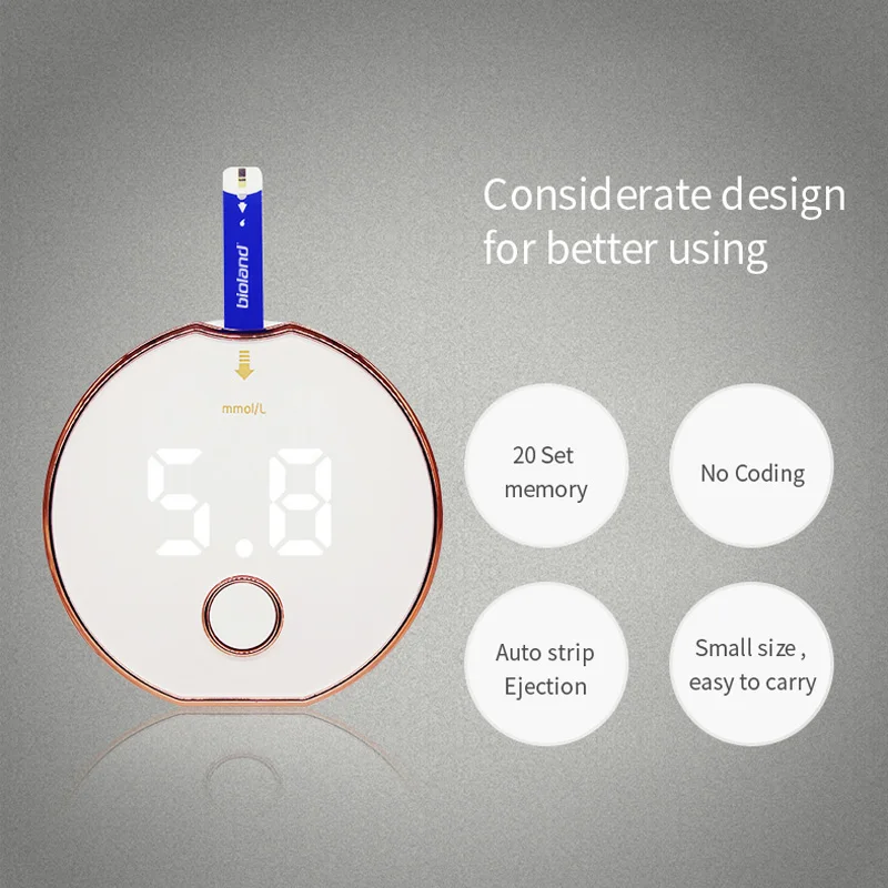 Taiwan Large Screen Sugar Monitor Hospital Smart One Touch Glucose test Strip Glucose Meter