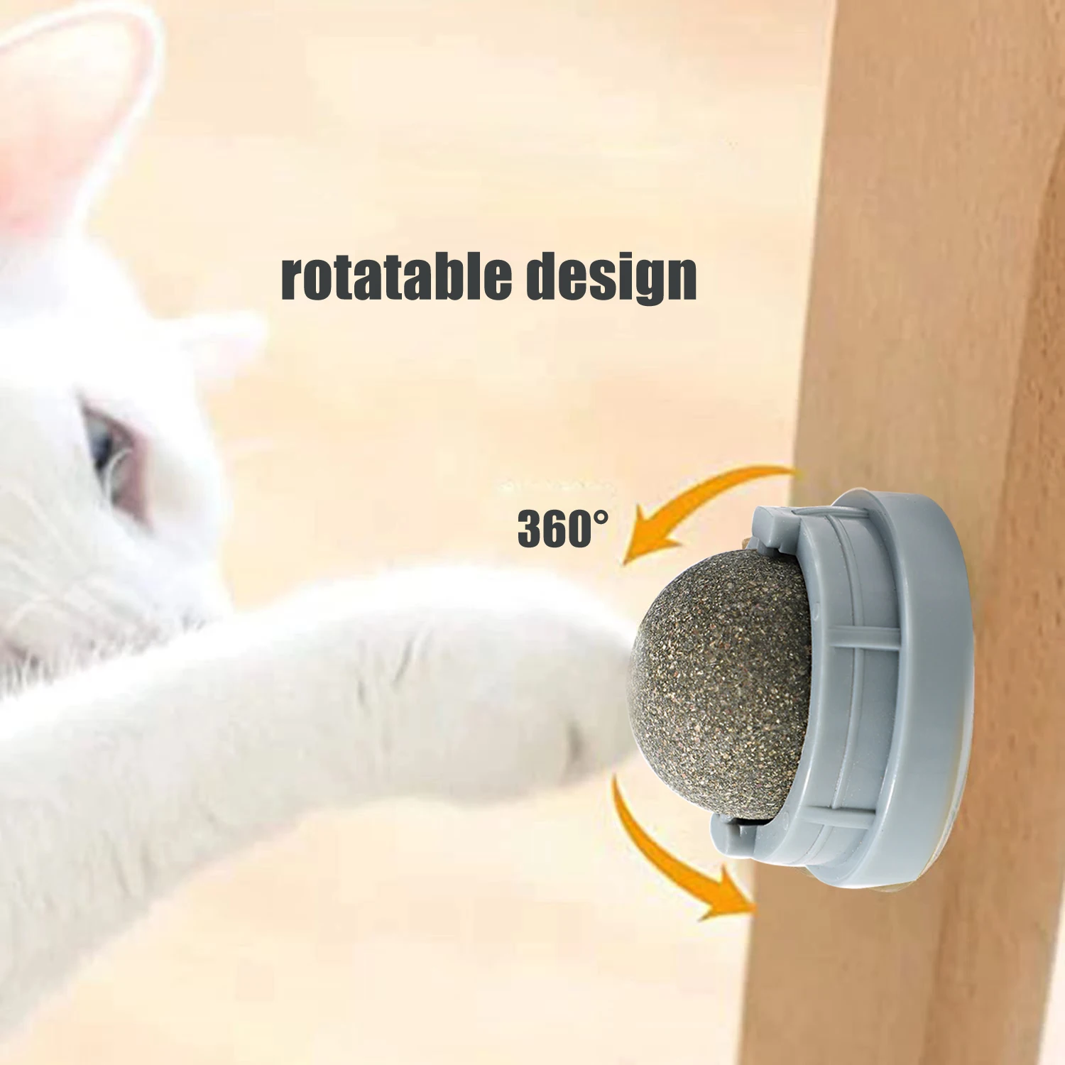 Cats 360 Rotatable Catnip Ball Wall Sucker Lick Treat Toys Automatic Catnip Sugar Balls Interactive Ball Cats Mint Toy