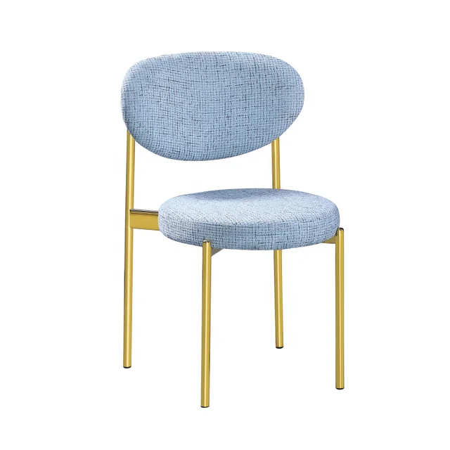 Luxury Gold Metal Legs Nordic Fabric Sun Moon Chair Restaurant Cafe Reception Dining Chair