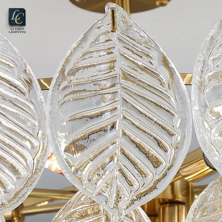 P0009 Contemporary Style Residential Decoration Brass Color Glass LED Ceiling Pendant Light
